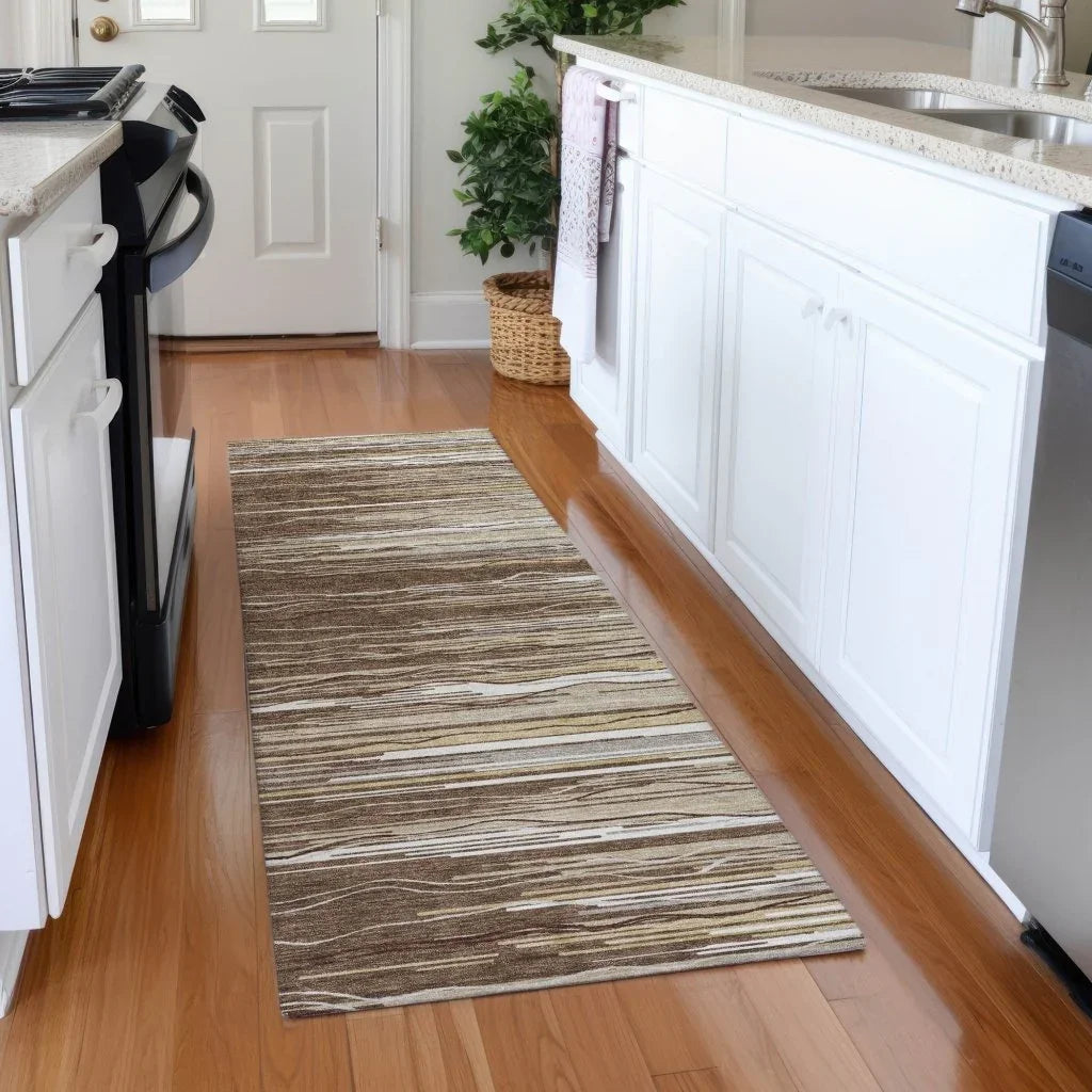 LOOMLAN Rugs Ayra Brown Washable Indoor-Outdoor Rug