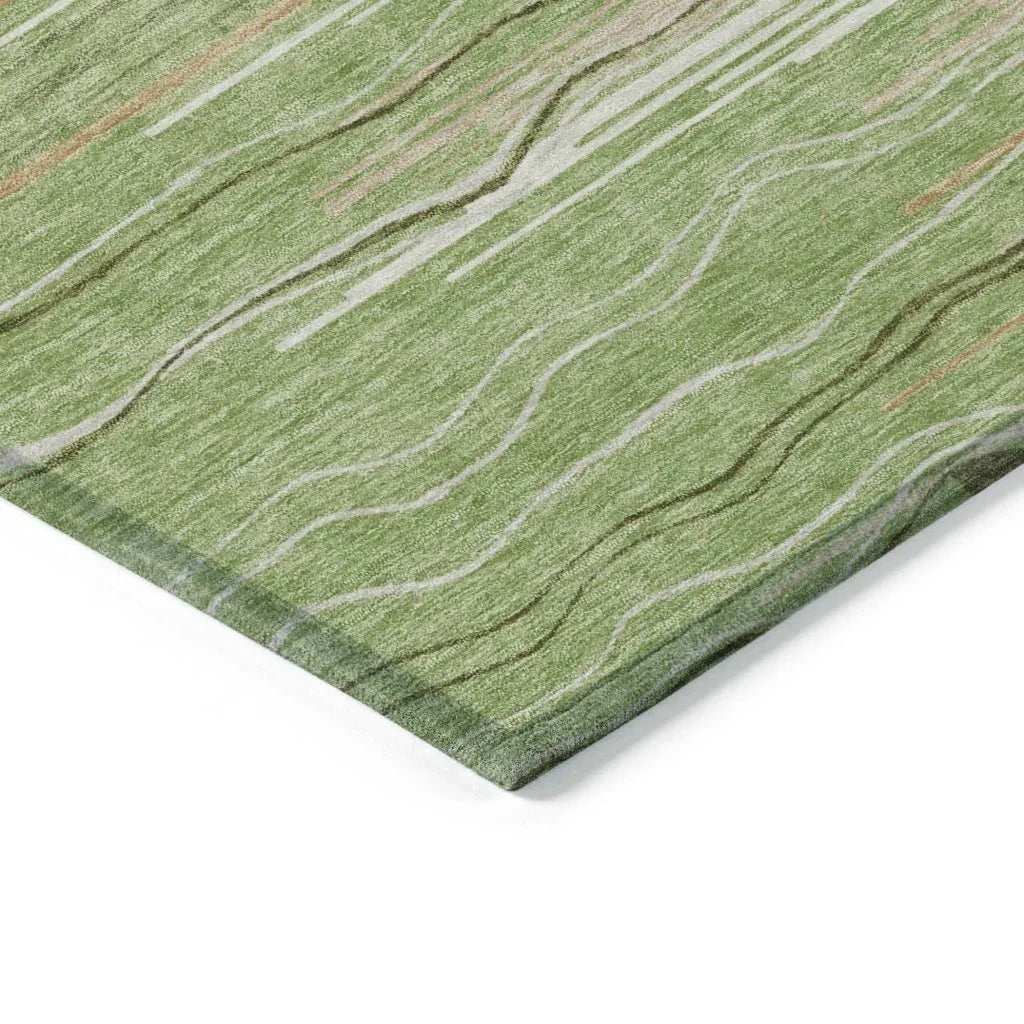 LOOMLAN Rugs Ayra Green Washable Indoor-Outdoor Rug