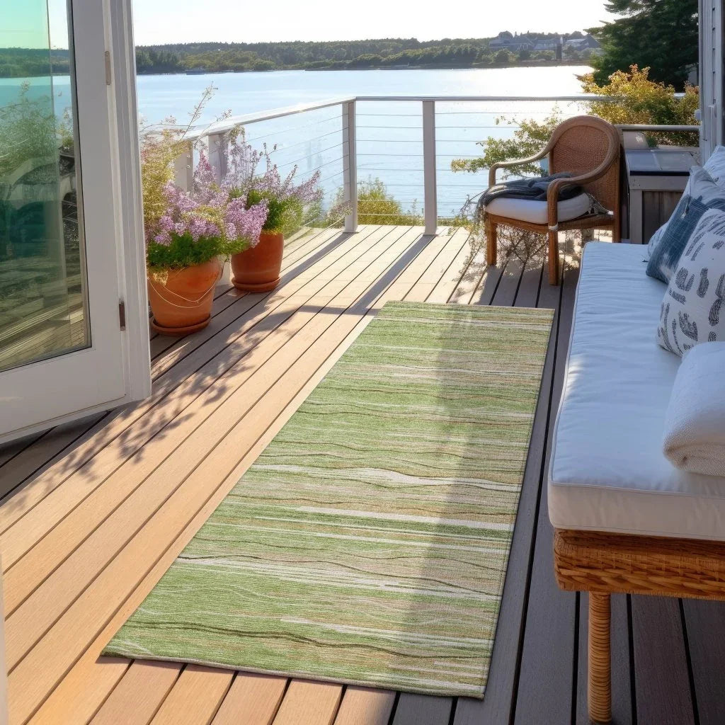 LOOMLAN Rugs Ayra Green Washable Indoor-Outdoor Rug