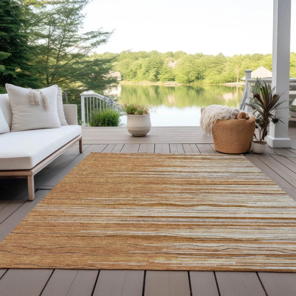 LOOMLAN Rugs Ayra Orange Washable Indoor-Outdoor Rug