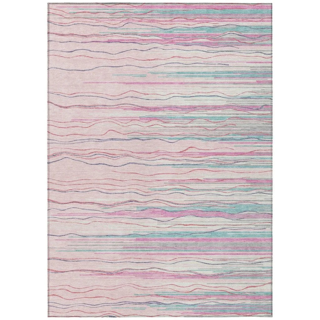LOOMLAN Rugs Ayra Pink Washable Indoor-Outdoor Rug
