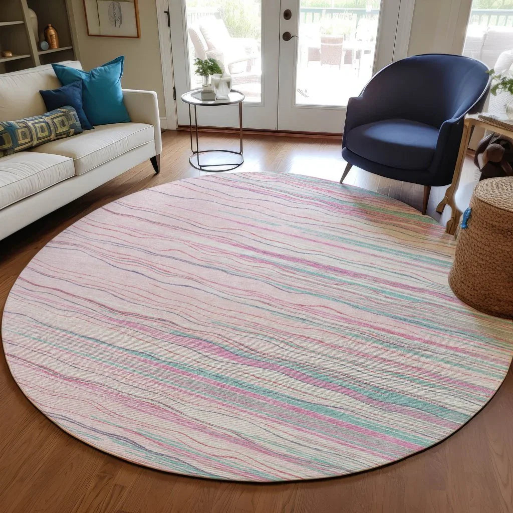 LOOMLAN Rugs Ayra Pink Washable Indoor-Outdoor Rug
