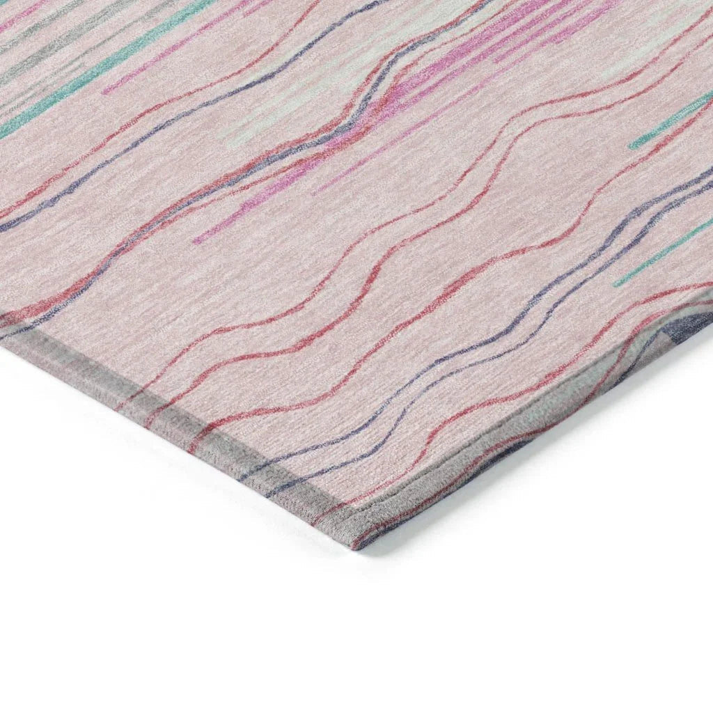 LOOMLAN Rugs Ayra Pink Washable Indoor-Outdoor Rug