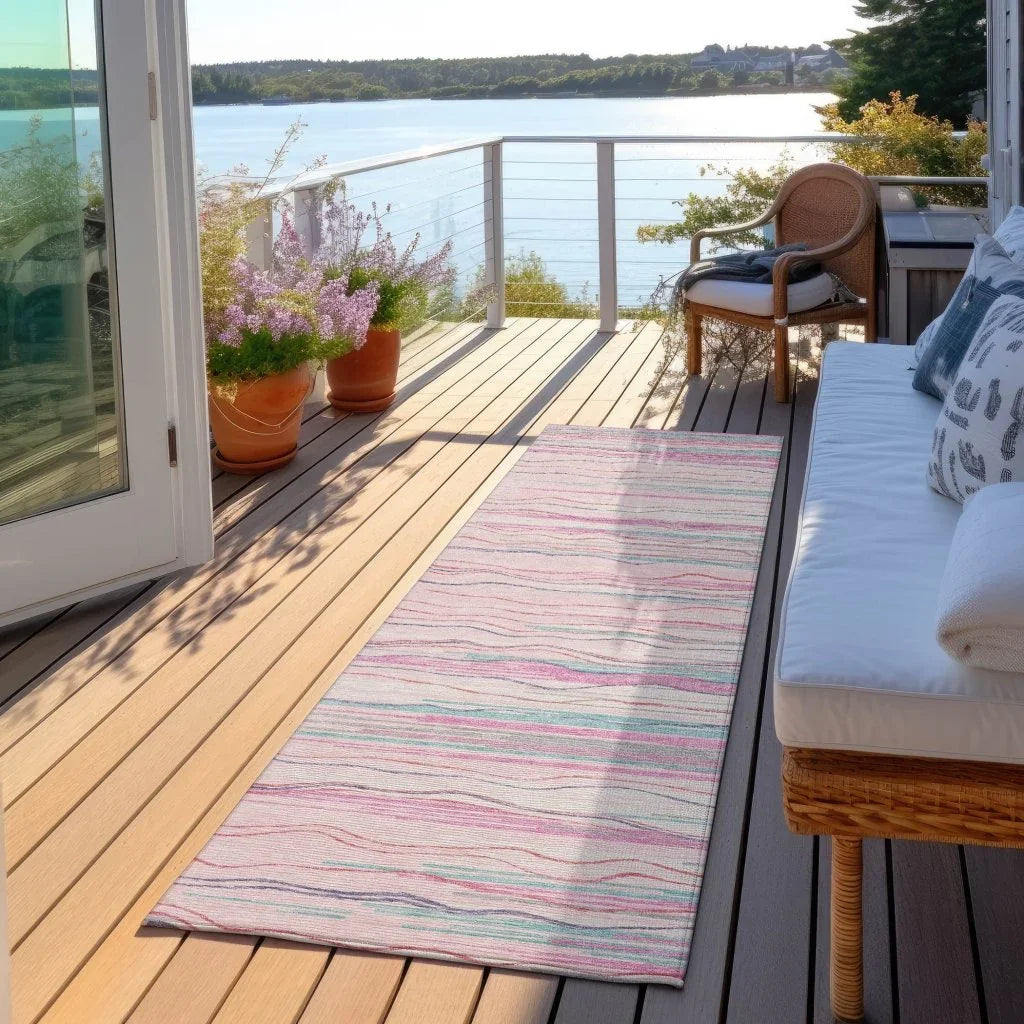 LOOMLAN Rugs Ayra Pink Washable Indoor-Outdoor Rug
