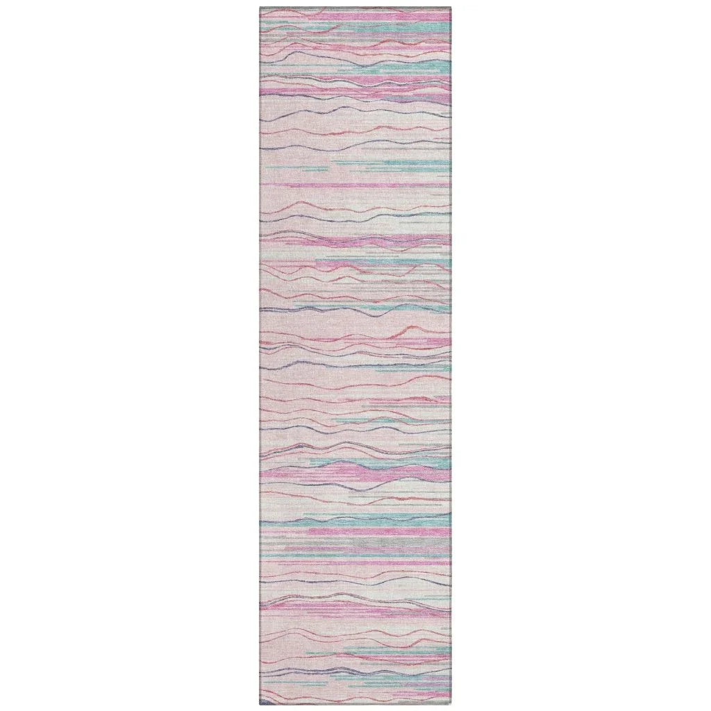 LOOMLAN Rugs Ayra Pink Washable Indoor-Outdoor Rug