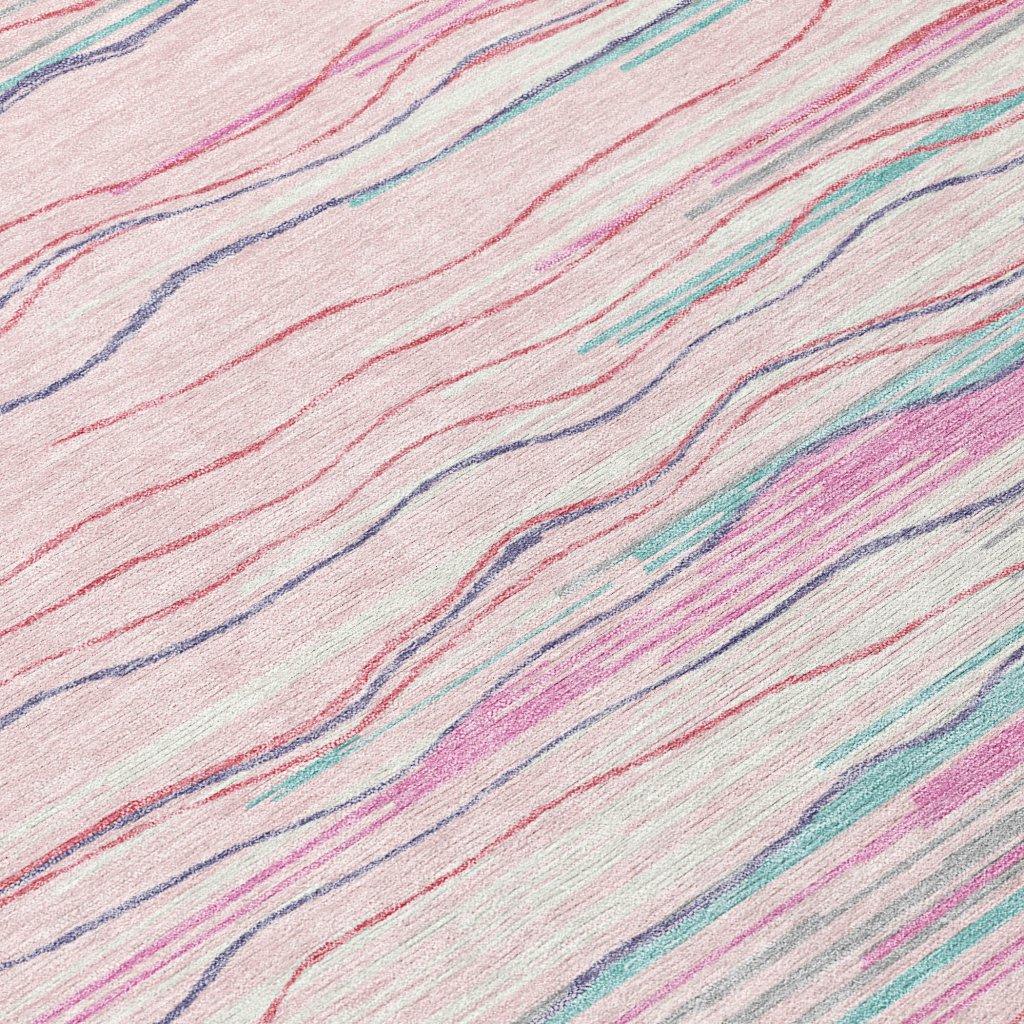 LOOMLAN Rugs Ayra Pink Washable Indoor-Outdoor Rug