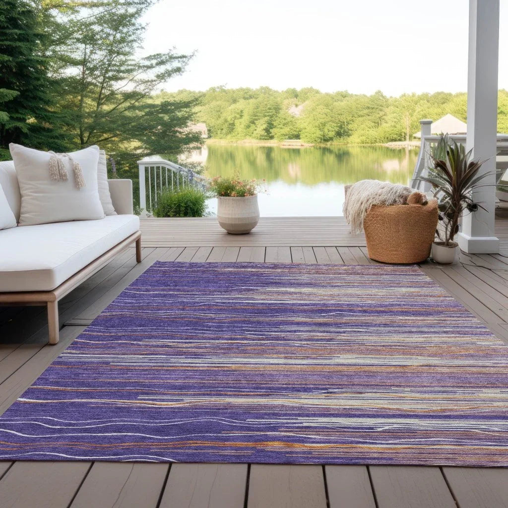 LOOMLAN Rugs Ayra Purple Washable Indoor-Outdoor Rug