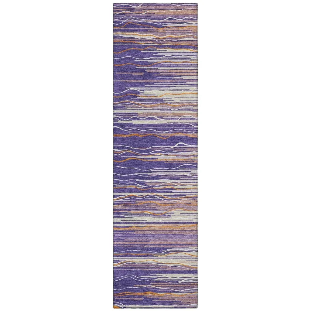 LOOMLAN Rugs Ayra Purple Washable Indoor-Outdoor Rug