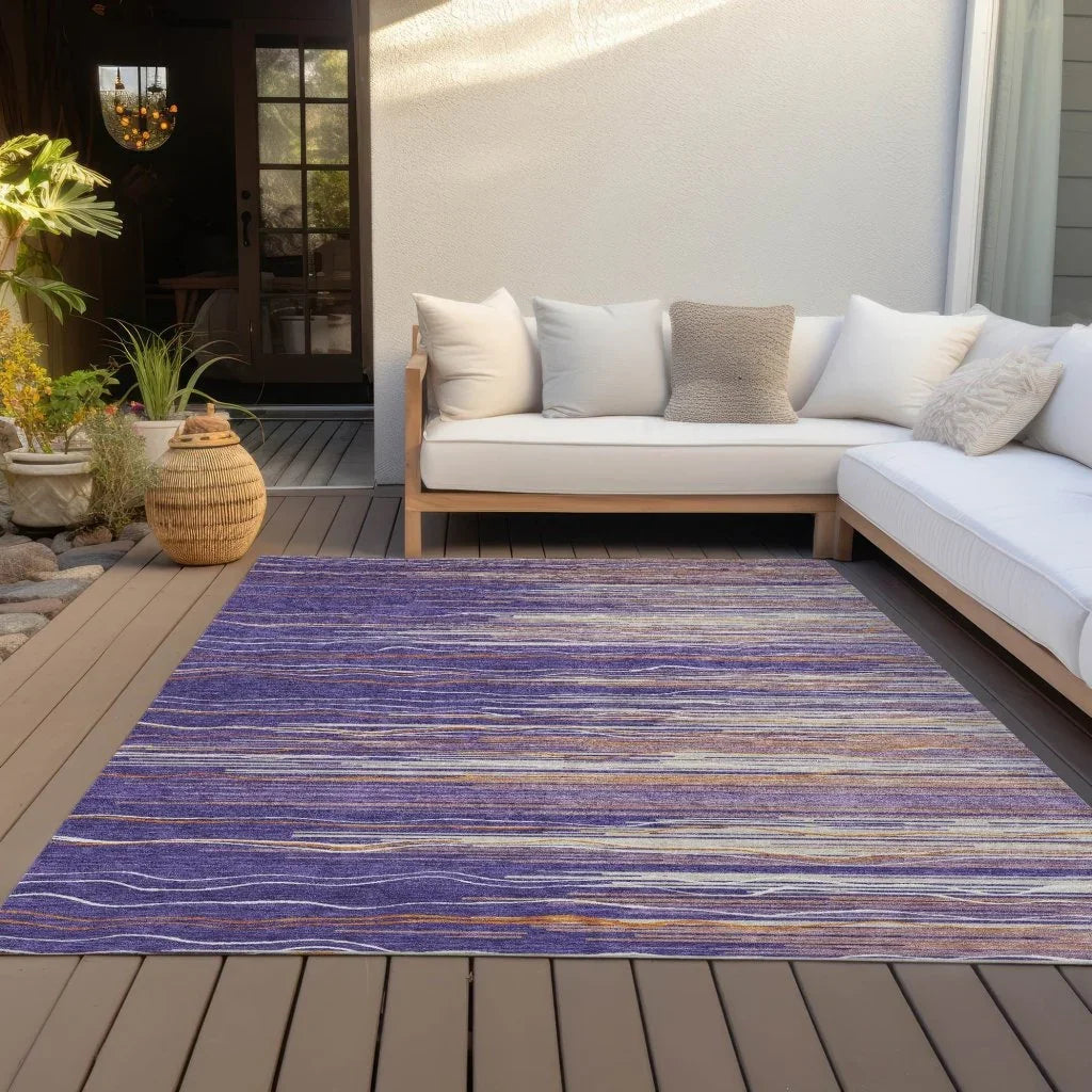 LOOMLAN Rugs Ayra Purple Washable Indoor-Outdoor Rug