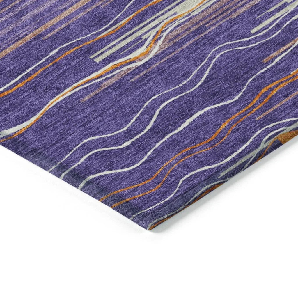 LOOMLAN Rugs Ayra Purple Washable Indoor-Outdoor Rug