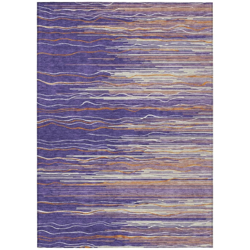 LOOMLAN Rugs Ayra Purple Washable Indoor-Outdoor Rug