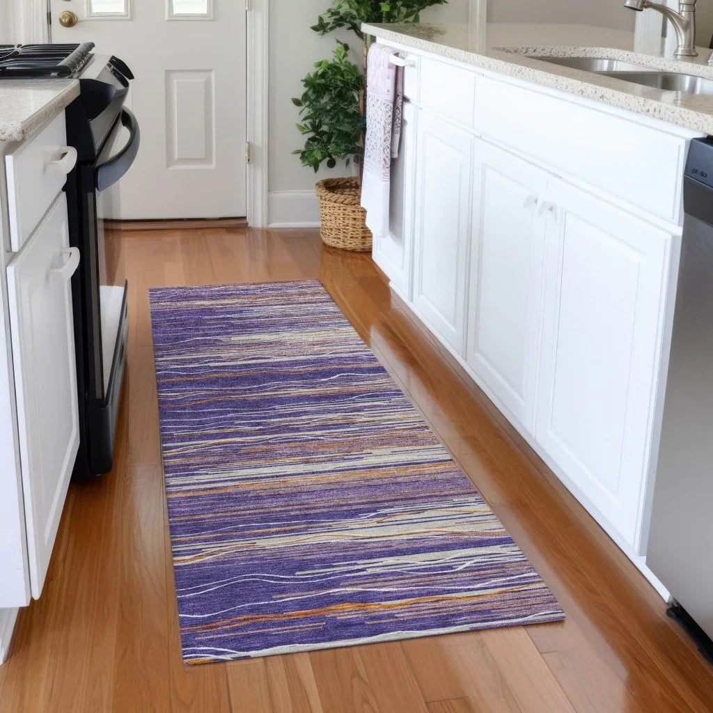 LOOMLAN Rugs Ayra Purple Washable Indoor-Outdoor Rug