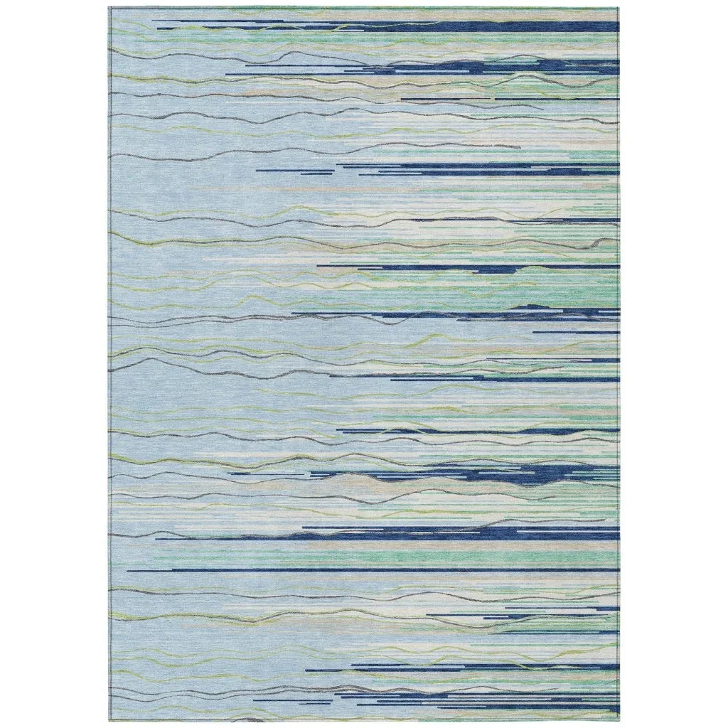 LOOMLAN Rugs Ayra Sky Washable Indoor-Outdoor Rug