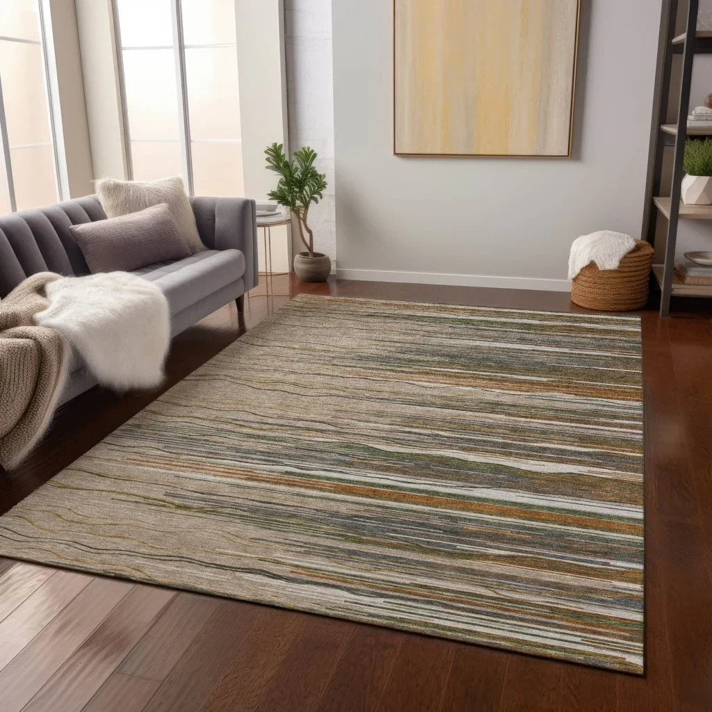 LOOMLAN Rugs Ayra Taupe Washable Indoor-Outdoor Rug