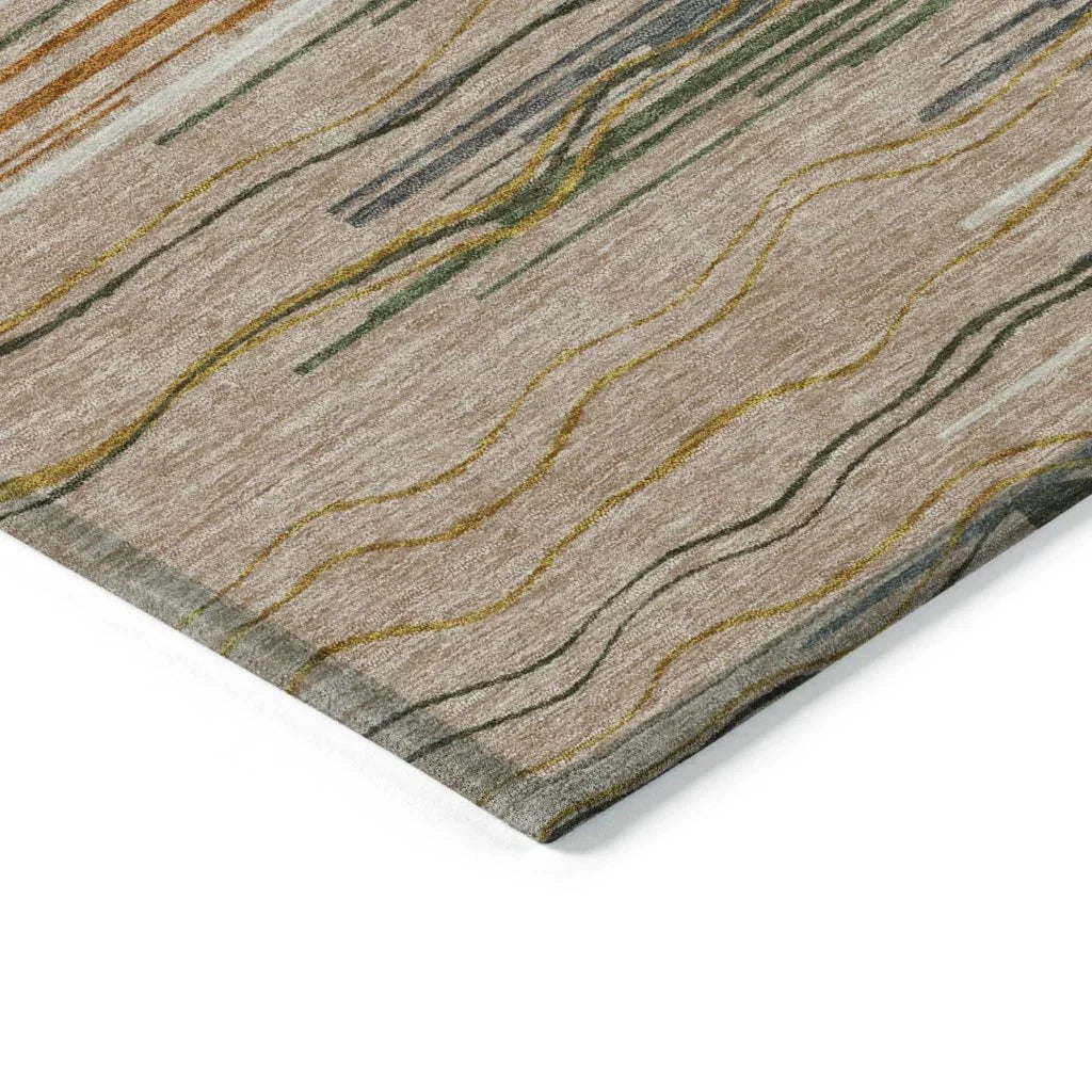 LOOMLAN Rugs Ayra Taupe Washable Indoor-Outdoor Rug