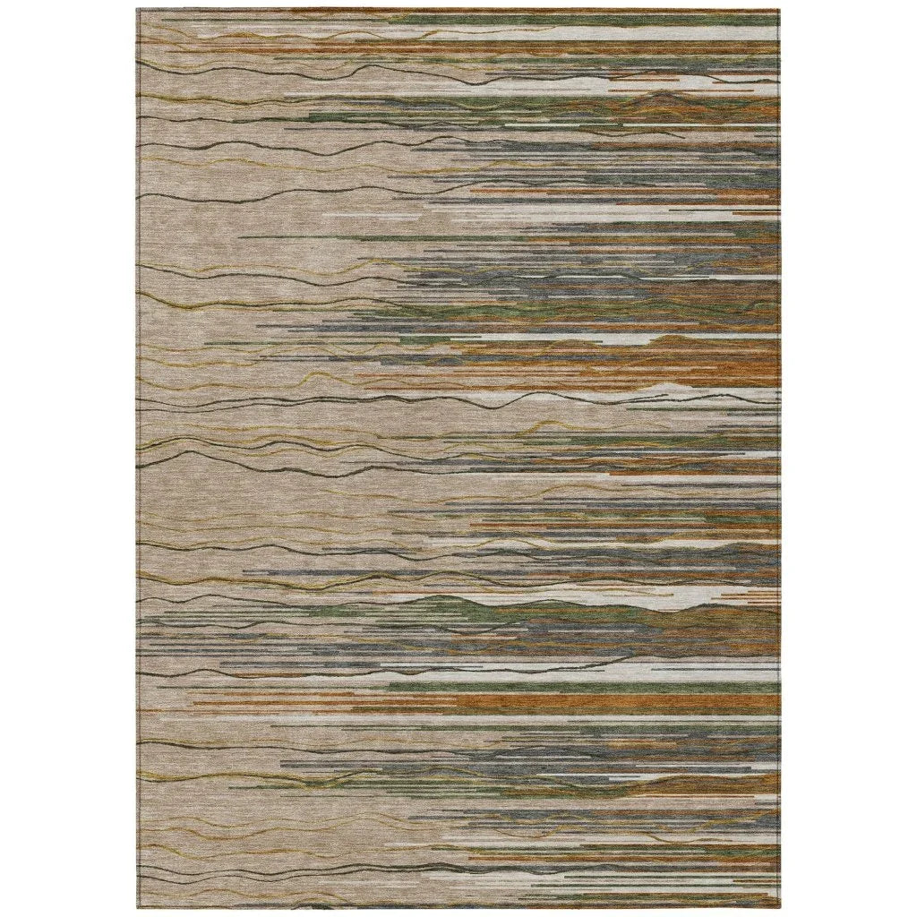 LOOMLAN Rugs Ayra Taupe Washable Indoor-Outdoor Rug