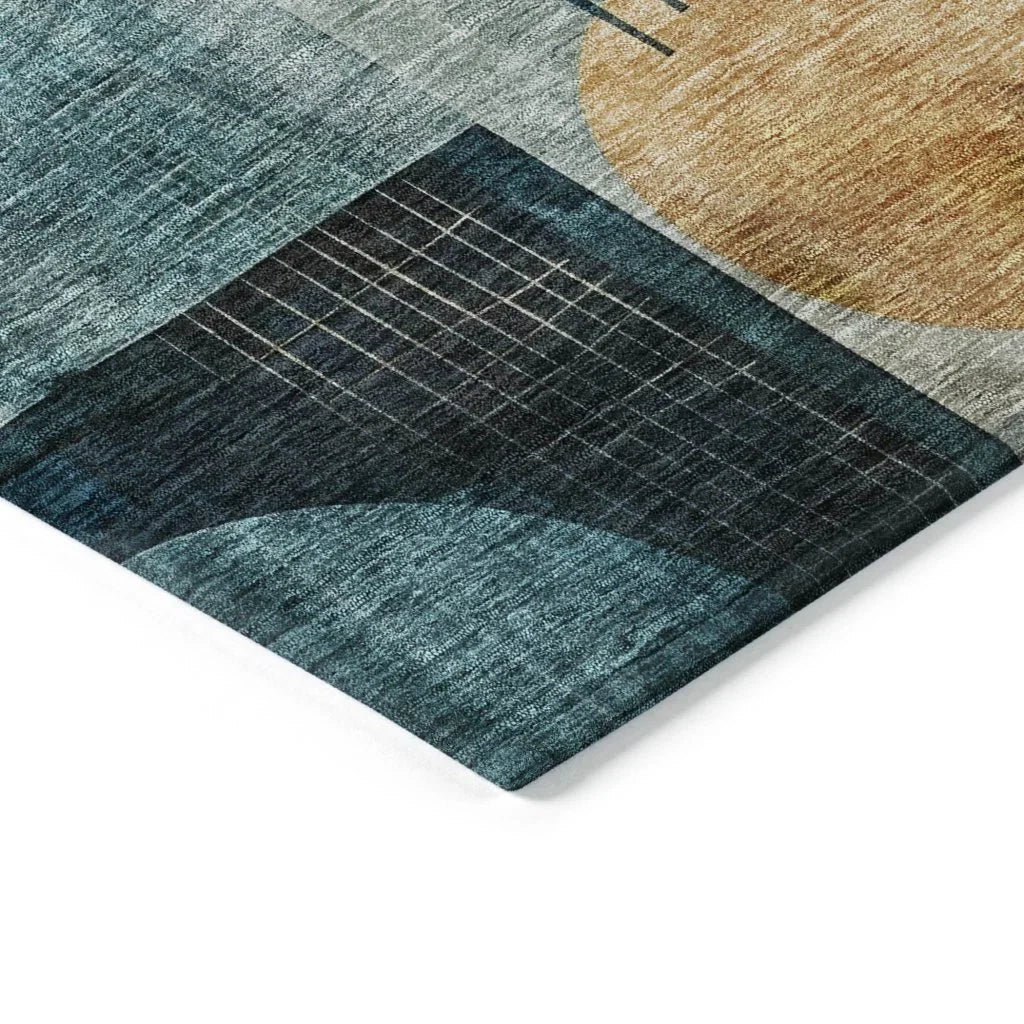 LOOMLAN Rugs Aza Teal Washable Indoor-Outdoor Rug