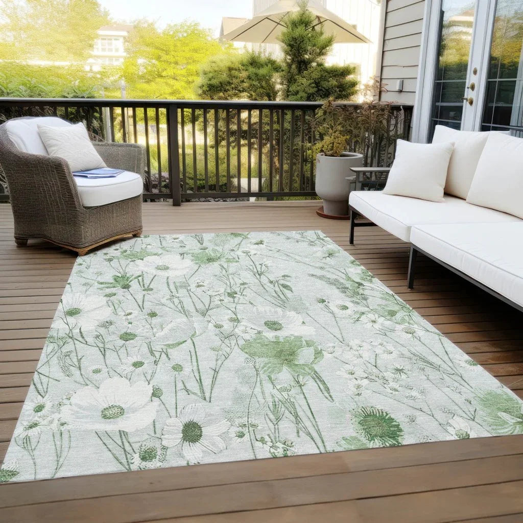 LOOMLAN Rugs Azaleth Green Washable Indoor-Outdoor Rug