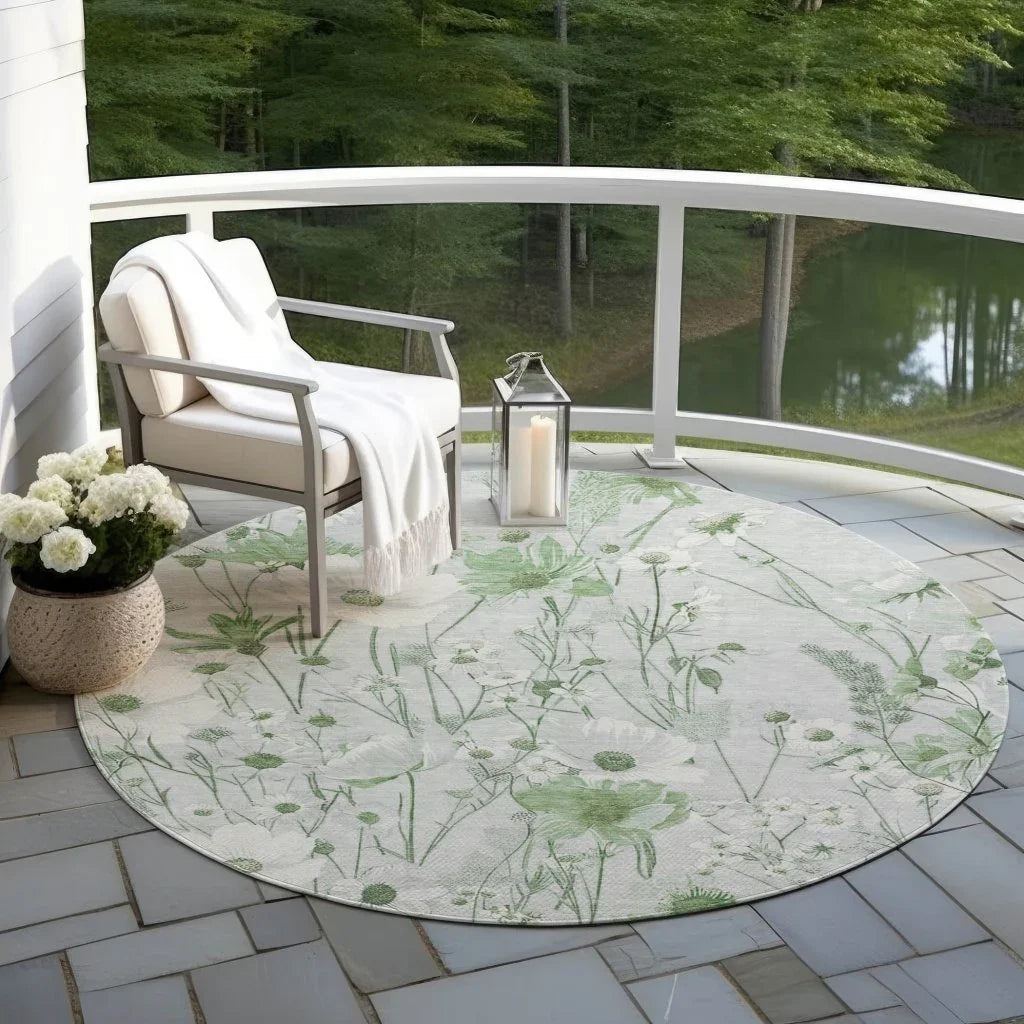 LOOMLAN Rugs Azaleth Green Washable Indoor-Outdoor Rug