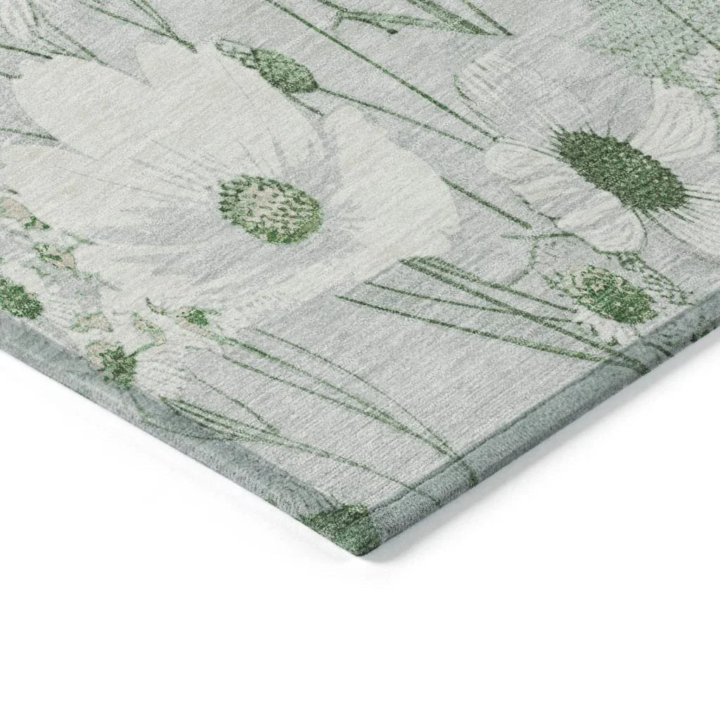 LOOMLAN Rugs Azaleth Green Washable Indoor-Outdoor Rug