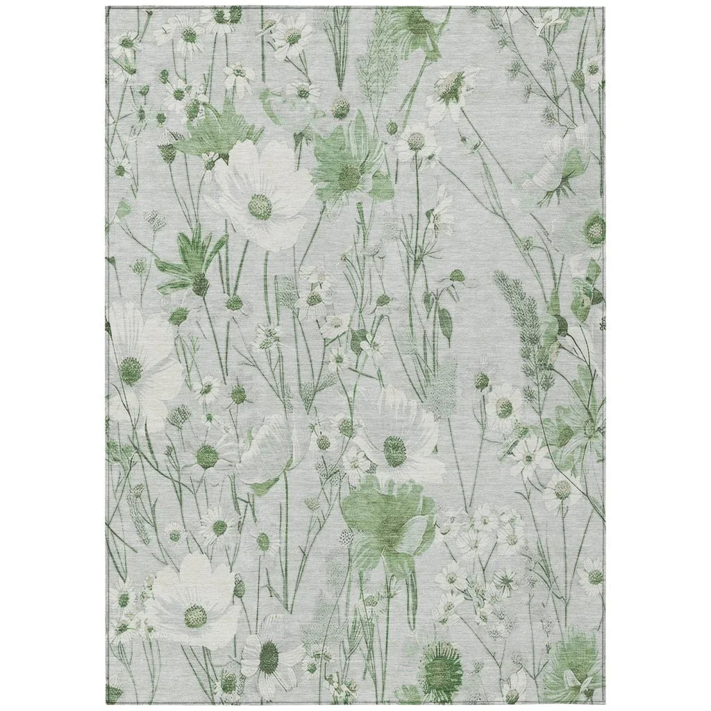 LOOMLAN Rugs Azaleth Green Washable Indoor-Outdoor Rug