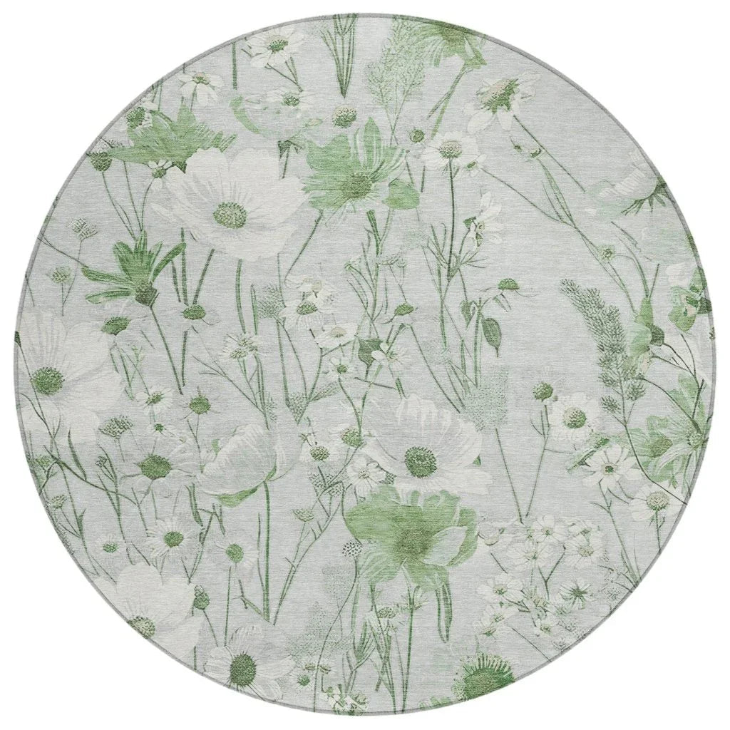 LOOMLAN Rugs Azaleth Green Washable Indoor-Outdoor Rug