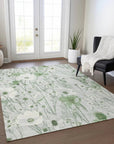 LOOMLAN Rugs Azaleth Green Washable Indoor-Outdoor Rug