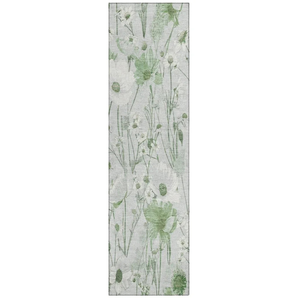 LOOMLAN Rugs Azaleth Green Washable Indoor-Outdoor Rug