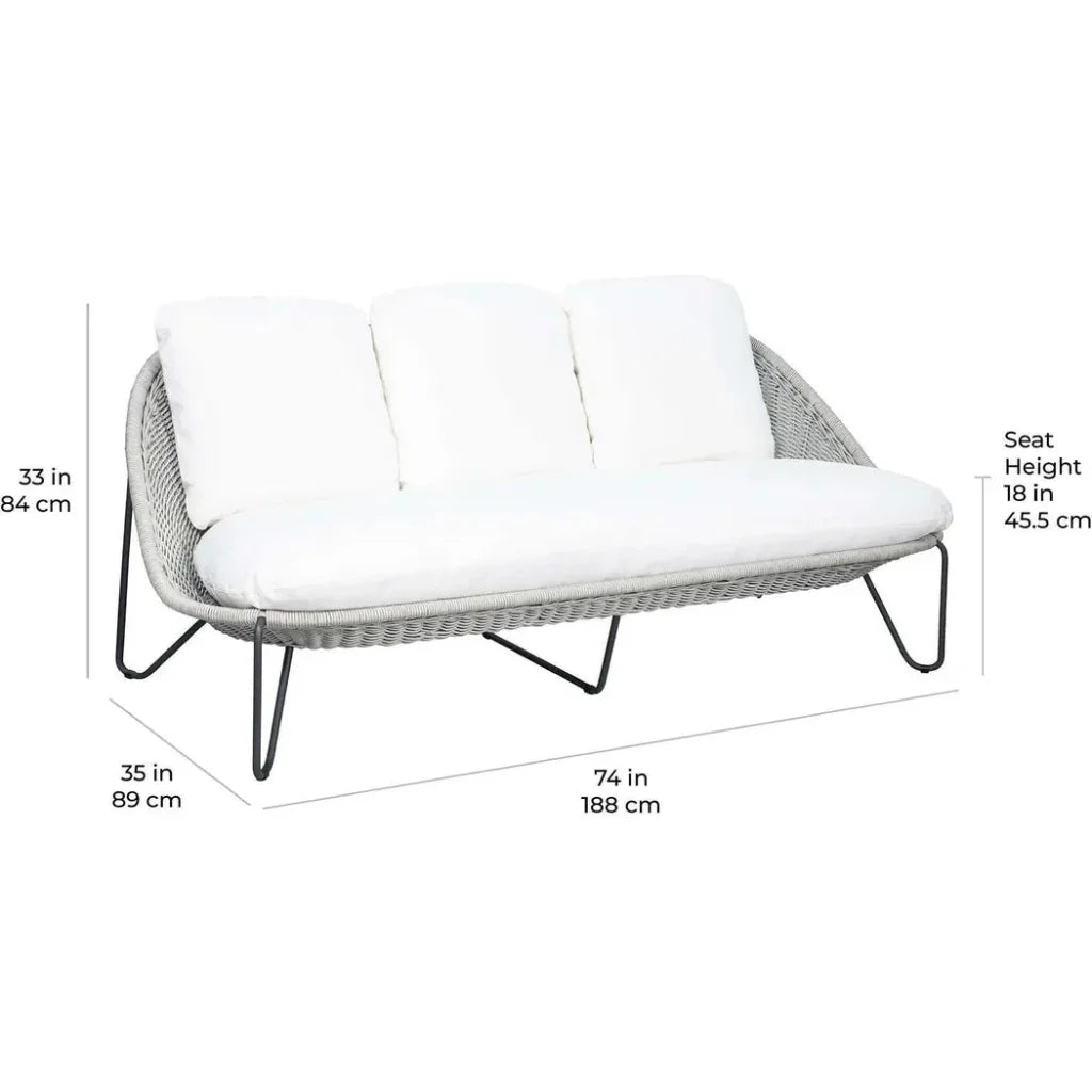 Azores 3 Seat Sofa - Coconut White Outdoor Couch - LOOMLAN - Seasonal Living - Outdoor Sofas &amp; Loveseats