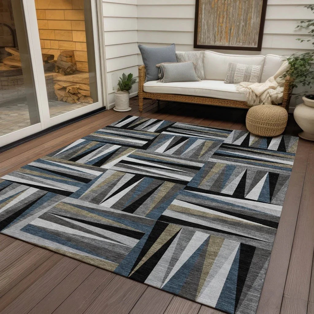LOOMLAN Rugs Azura Black Washable Indoor-Outdoor Rug