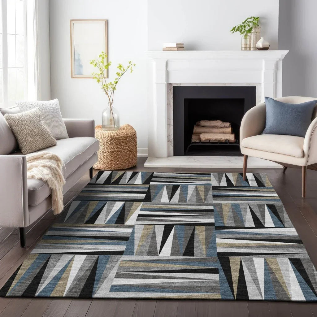 LOOMLAN Rugs Azura Black Washable Indoor-Outdoor Rug