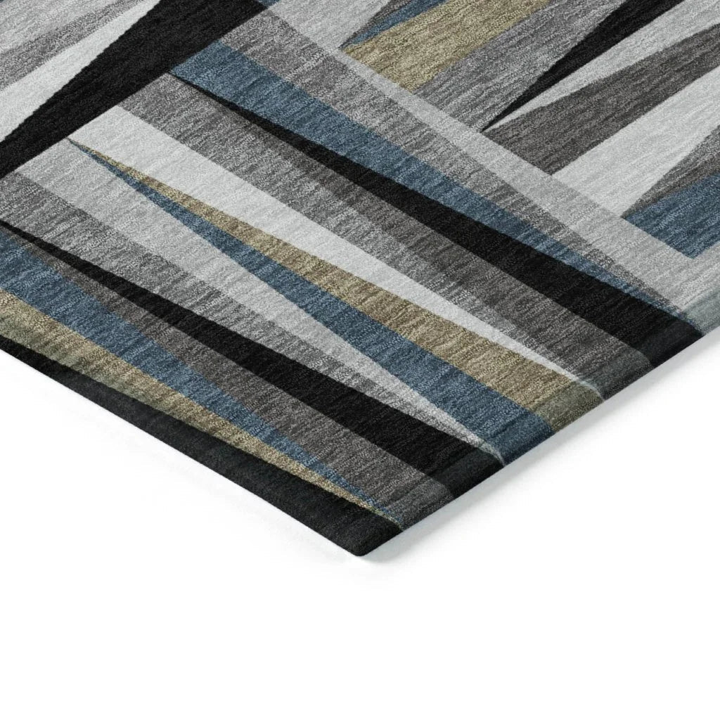 LOOMLAN Rugs Azura Black Washable Indoor-Outdoor Rug