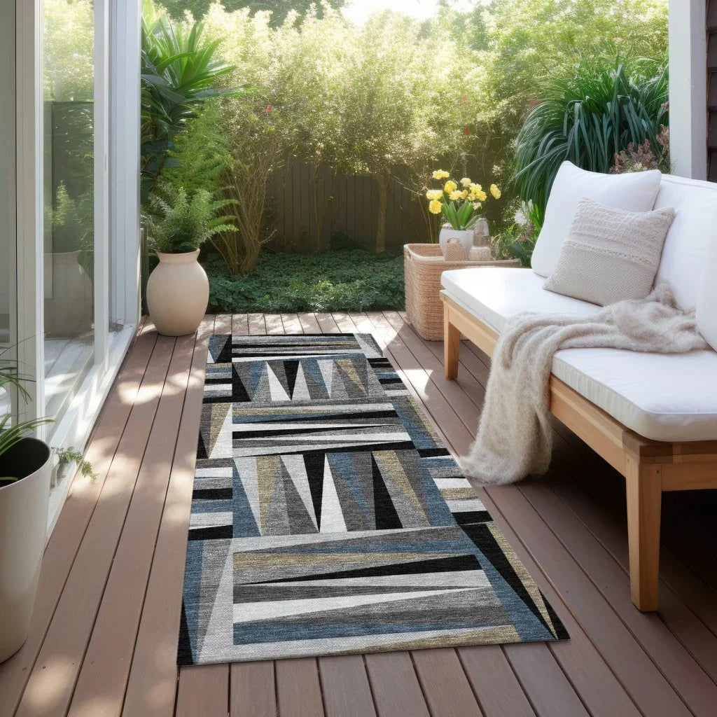 LOOMLAN Rugs Azura Black Washable Indoor-Outdoor Rug