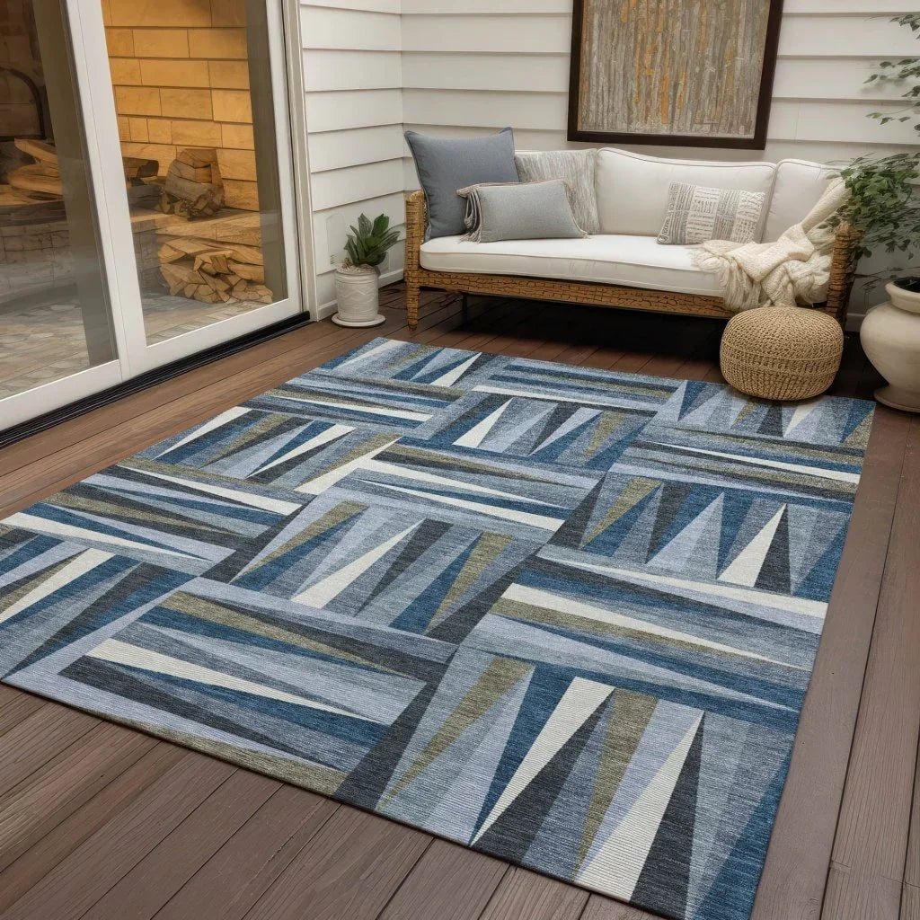 LOOMLAN Rugs Azura Blue Washable Indoor-Outdoor Rug
