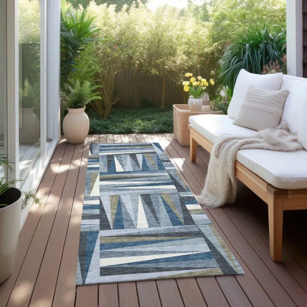 LOOMLAN Rugs Azura Blue Washable Indoor-Outdoor Rug