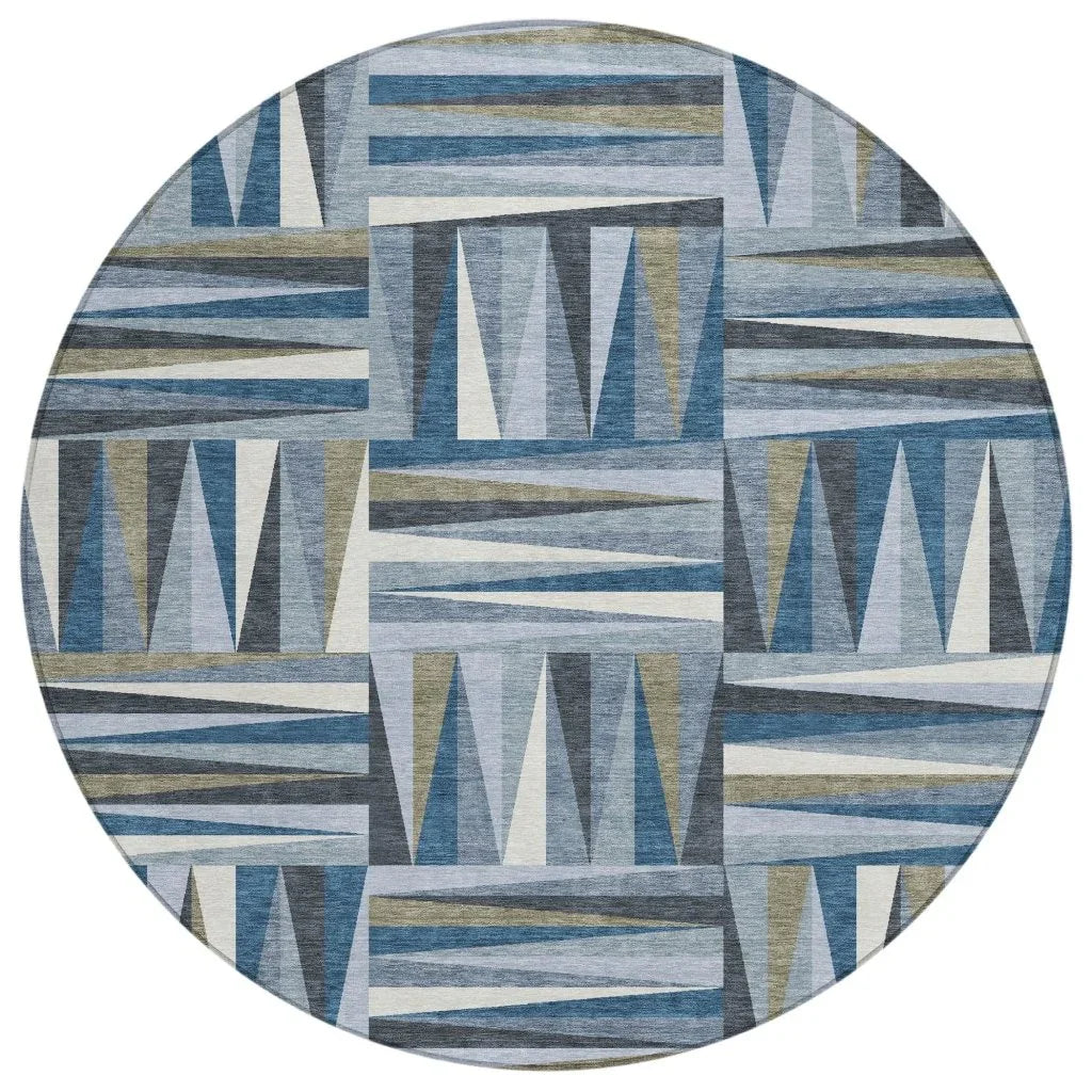 LOOMLAN Rugs Azura Blue Washable Indoor-Outdoor Rug
