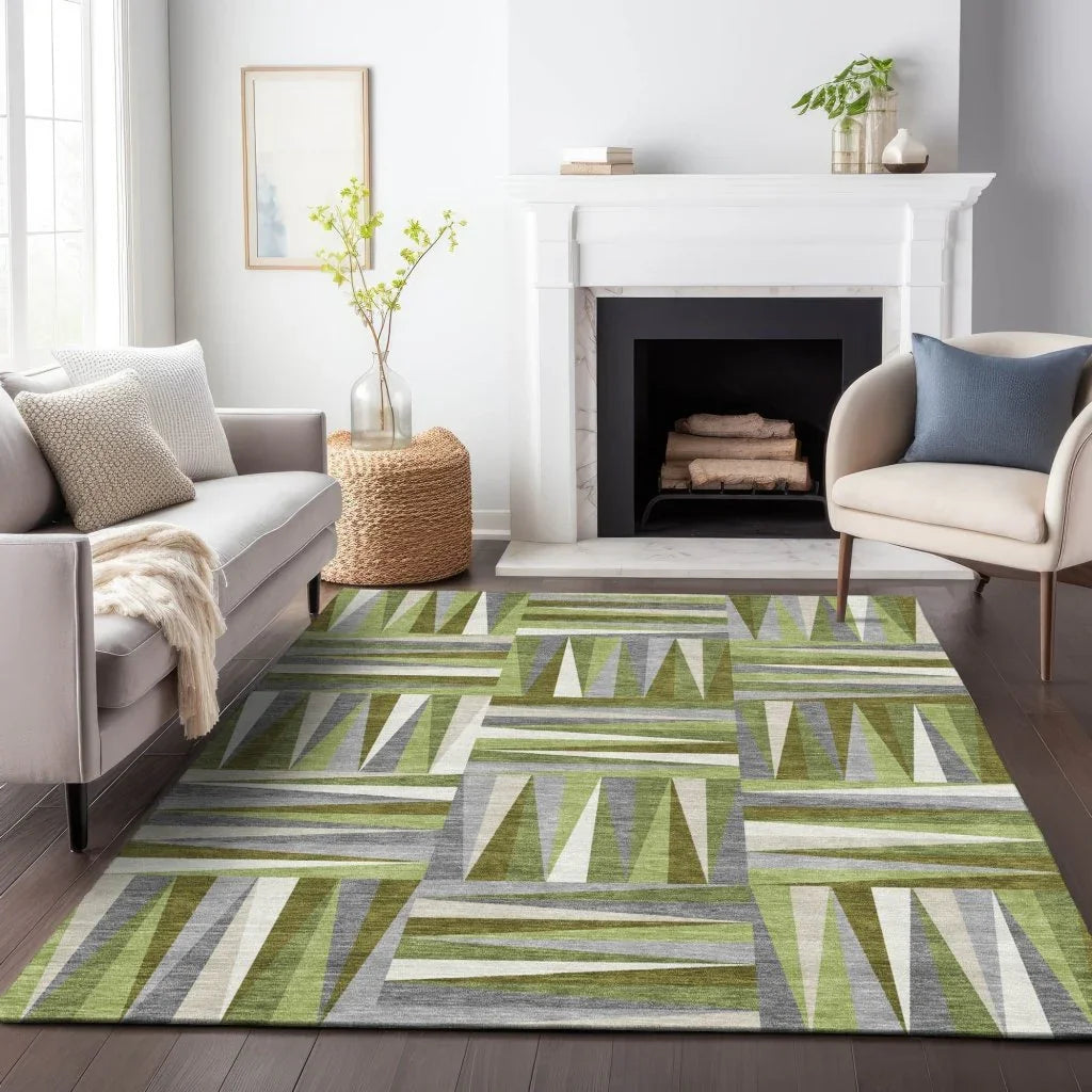 LOOMLAN Rugs Azura Green Washable Indoor-Outdoor Rug