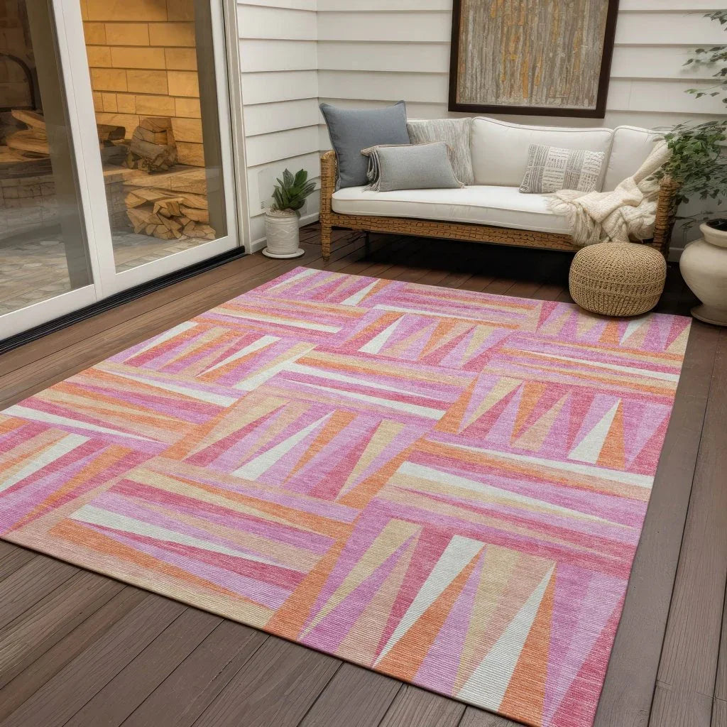 LOOMLAN Rugs Azura Pink Washable Indoor-Outdoor Rug