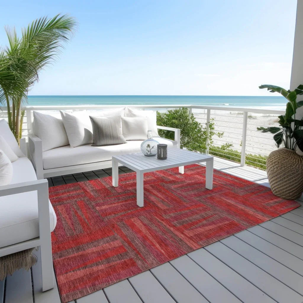 LOOMLAN Rugs Azura Red Washable Indoor-Outdoor Rug