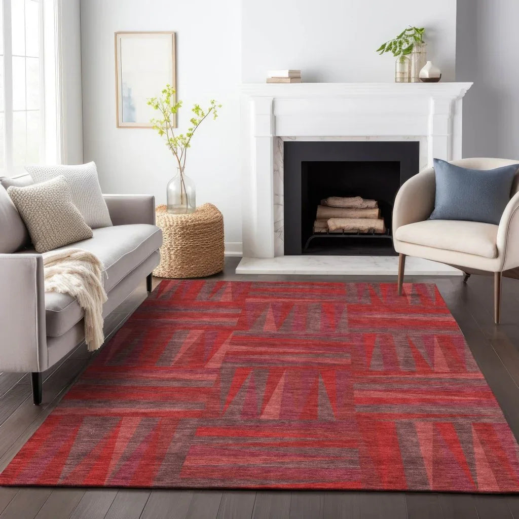LOOMLAN Rugs Azura Red Washable Indoor-Outdoor Rug