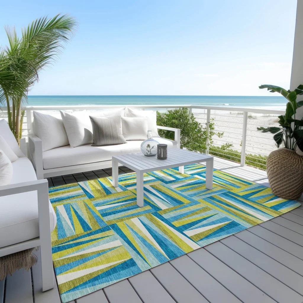 LOOMLAN Rugs Azura Teal Washable Indoor-Outdoor Rug