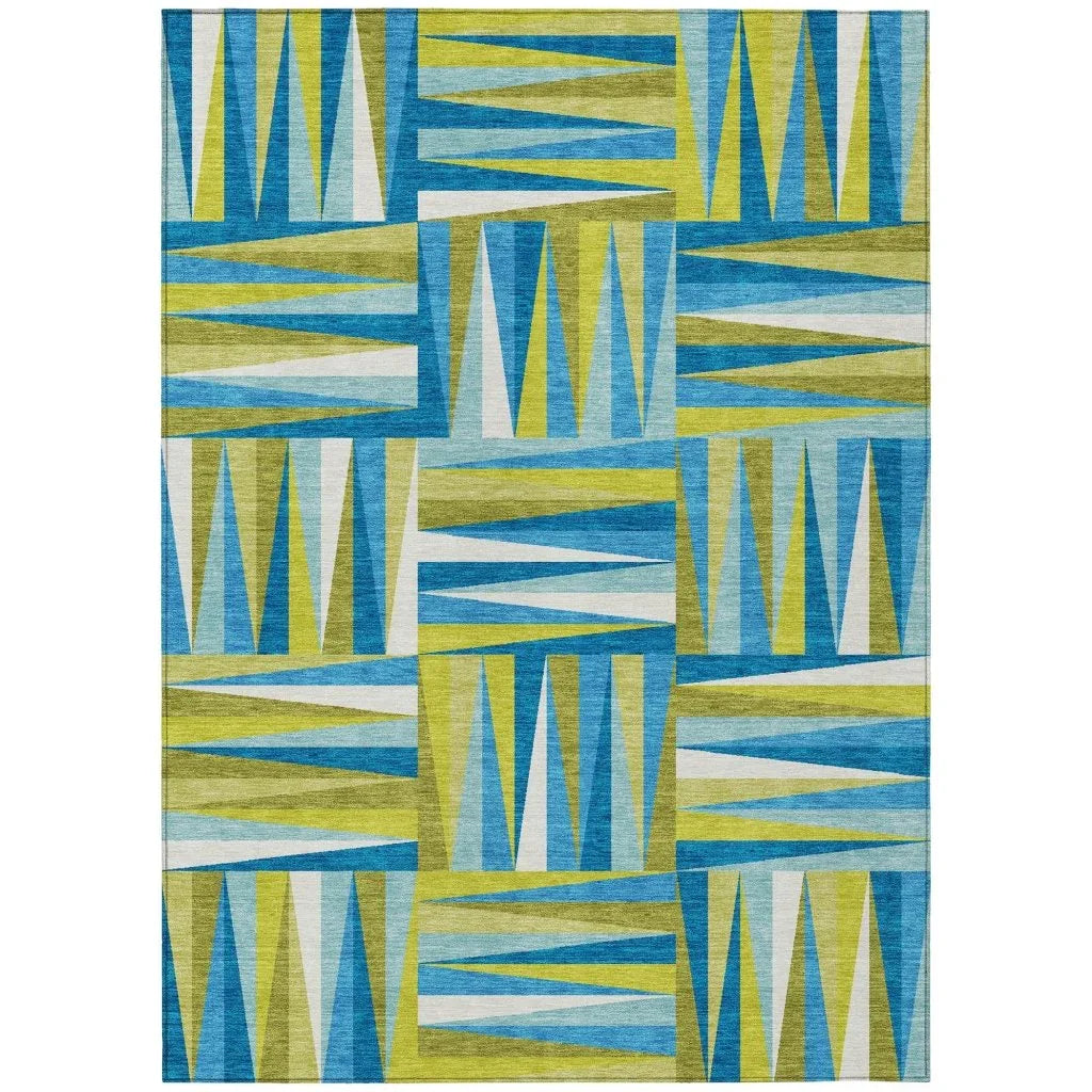 LOOMLAN Rugs Azura Teal Washable Indoor-Outdoor Rug