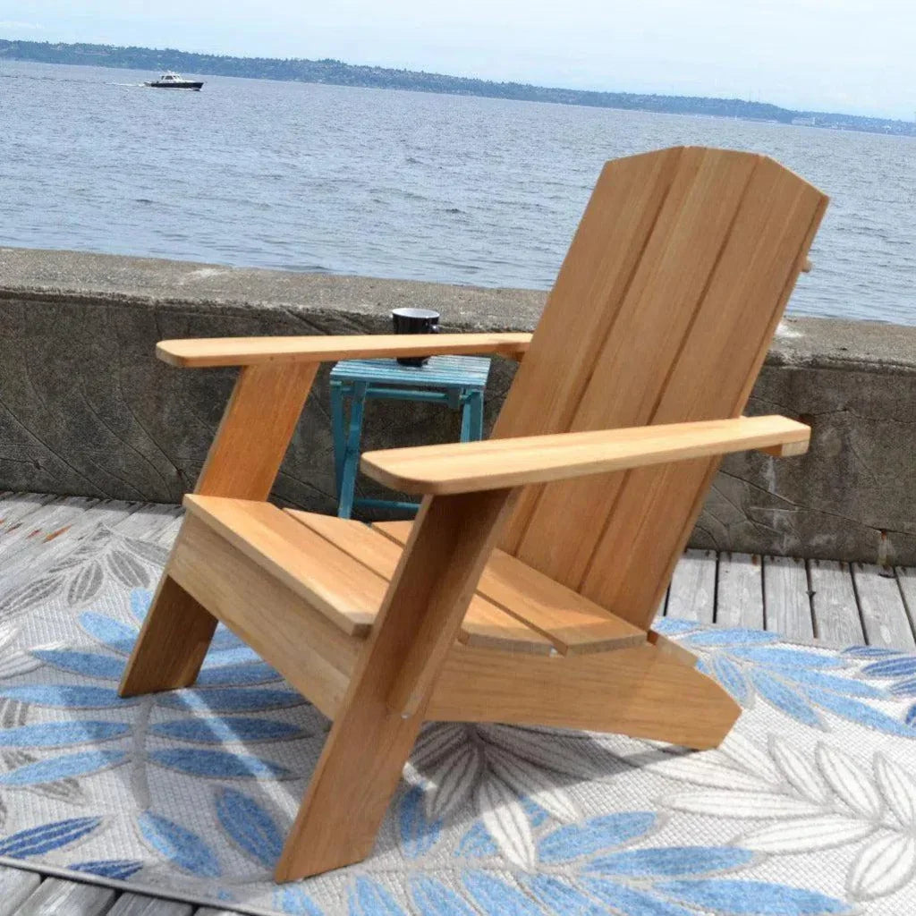 Bainbridge 3PC Teak Deep Outdoor Adirondack Lounge Set - LOOMLAN - HiTeak - Outdoor Accent Chairs