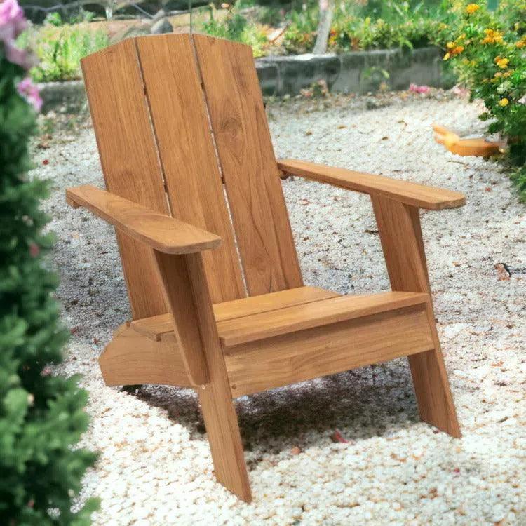 Bainbridge 3PC Teak Deep Outdoor Adirondack Lounge Set - LOOMLAN - HiTeak - Outdoor Accent Chairs