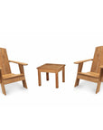 Bainbridge Teak Patio Adirondack Lounge Set 3PC - LOOMLAN - HiTeak - Outdoor Lounge Sets