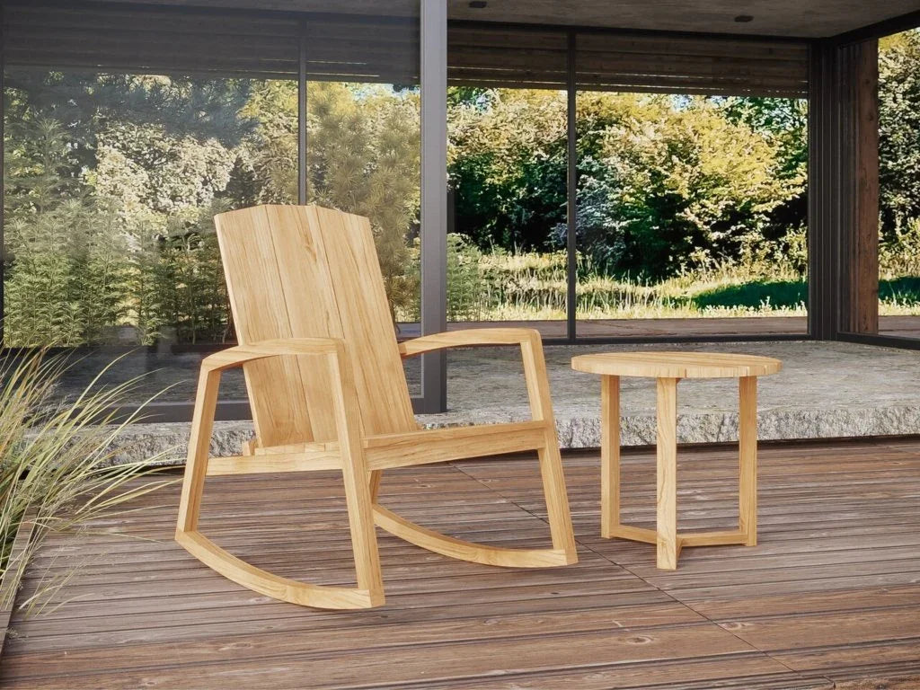 Bainbridge Teak Patio Rocking Armchair - LOOMLAN - HiTeak - Outdoor Accent Chairs