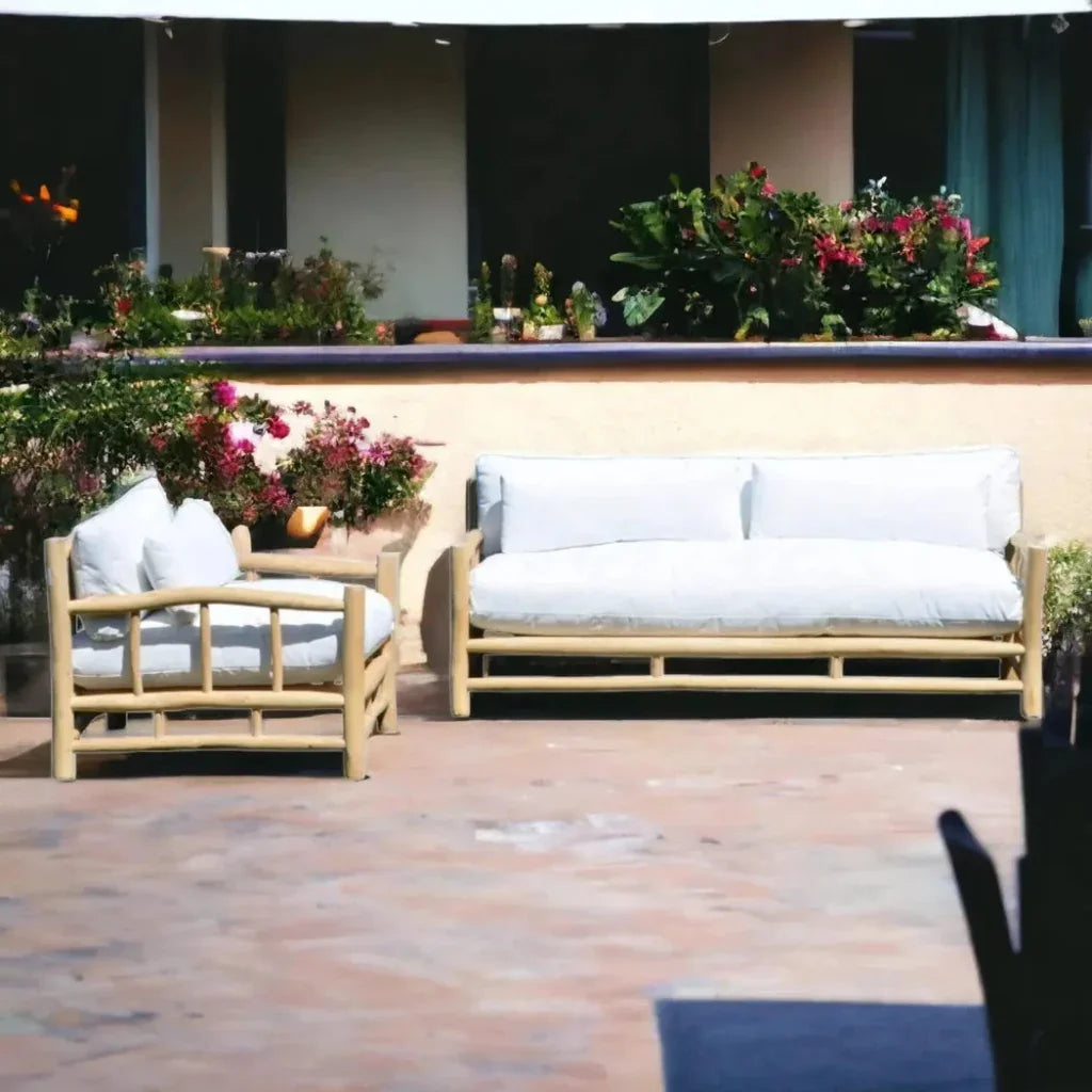 Bali Teak Wood Outdoor Couch Sofa Marine - Grade Cushions - LOOMLAN - Artesia - Outdoor Sofas &amp; Loveseats