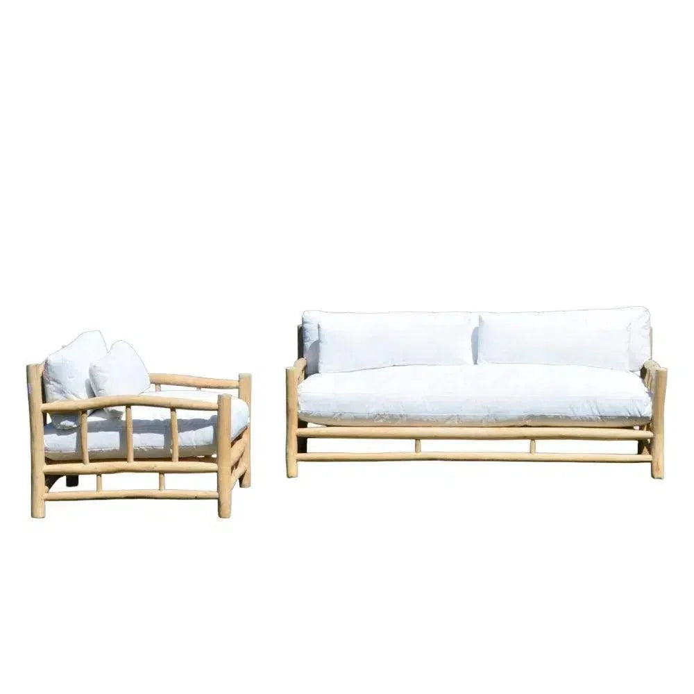 Bali Teak Wood Outdoor Couch Sofa Marine - Grade Cushions - LOOMLAN - Artesia - Outdoor Sofas &amp; Loveseats