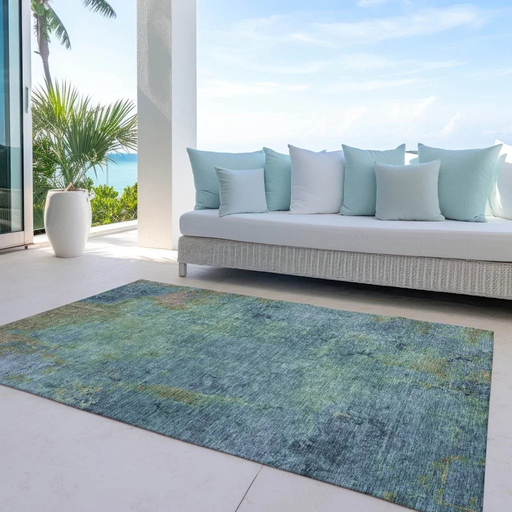 LOOMLAN Rugs Barzane Blue Washable Indoor-Outdoor Rug