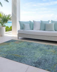 LOOMLAN Rugs Barzane Blue Washable Indoor-Outdoor Rug